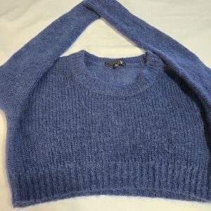 Talula Soft Indigo Crew Neck Crop Sweater